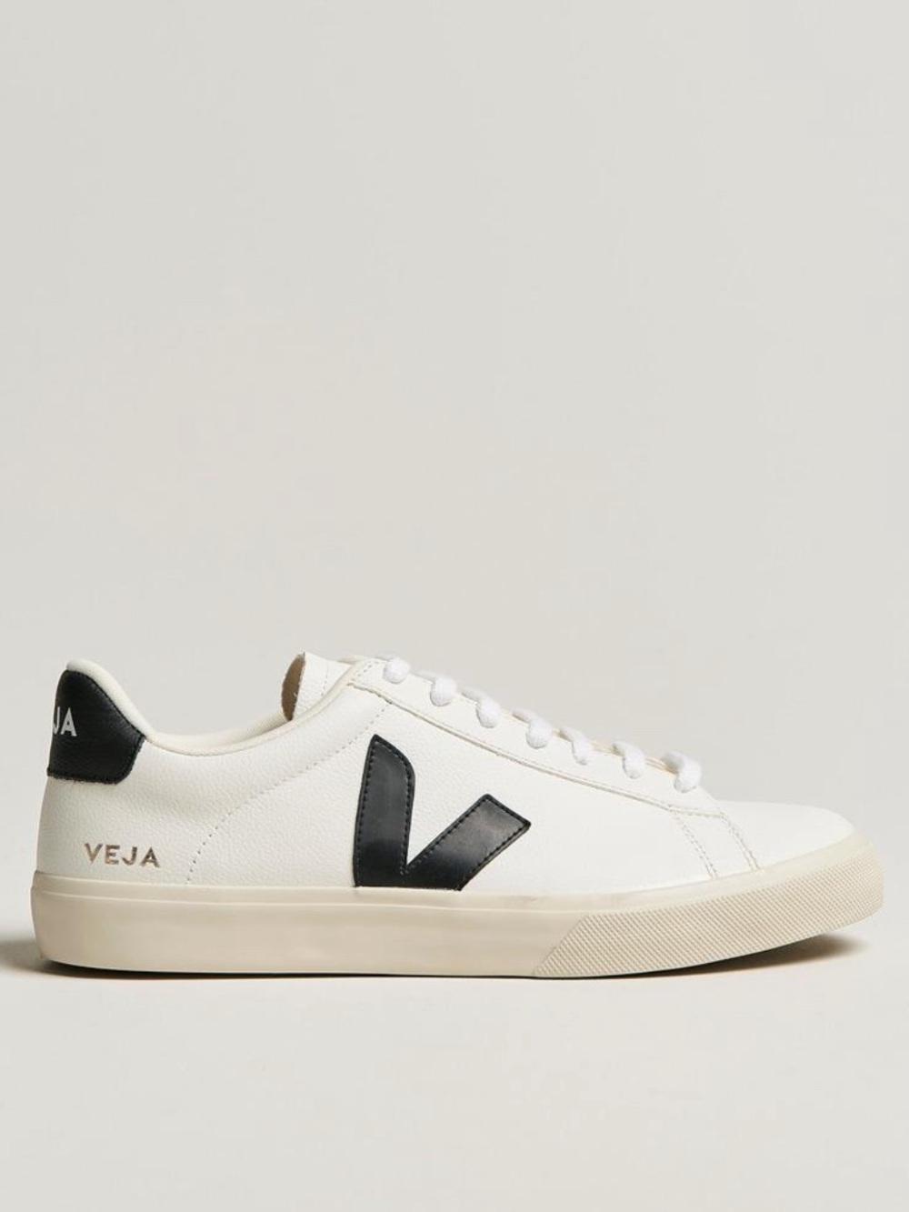 Veja White Leather Sneakers with Black V Detail